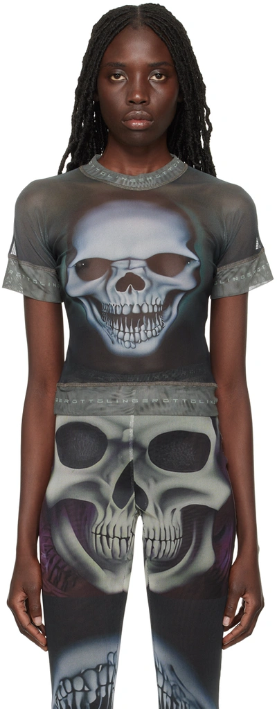 Shop Ottolinger Black Printed T-shirt In Skull Print