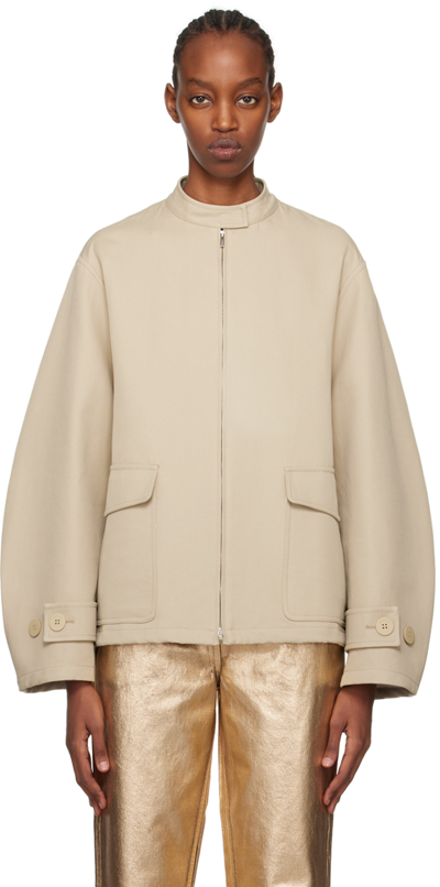 Ferragamo Beige Bungee-style Jacket In 002 Sand/white