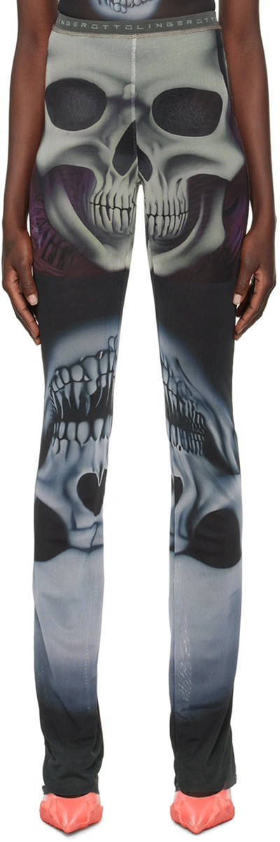 Shop Ottolinger Black Printed Lounge Pants In Skull Print