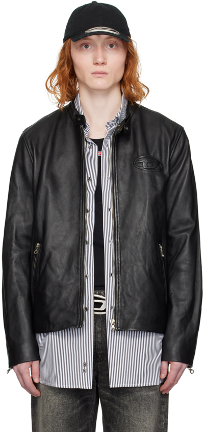 Shop Diesel Black L-metalo Leather Jacket In 9xx