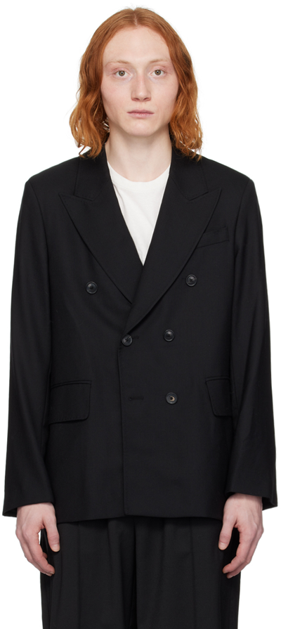 Shop Our Legacy Black Unconstructed Db Blazer In Black Panama Wool