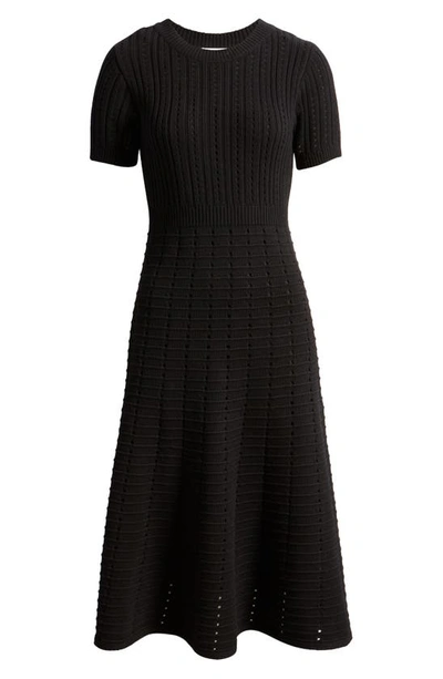 Shop Zoe And Claire Mix Stitch A-line Sweater Dress In Black