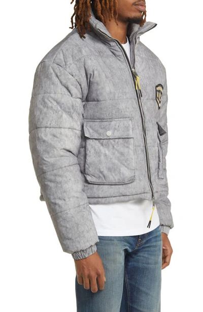 Shop Diet Starts Monday Logo Patch Puffer Jacket In Washed Grey