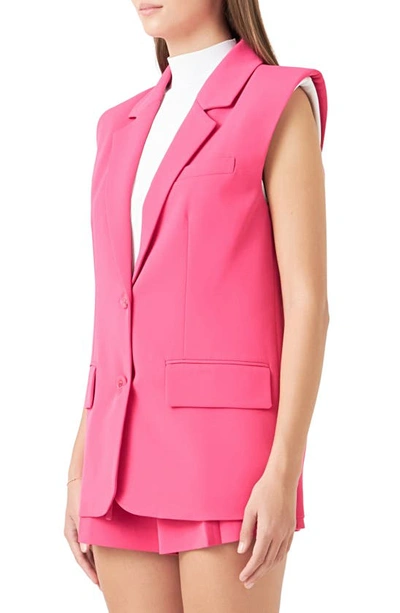 Shop Endless Rose Oversize Blazer Vest In Fuchsia