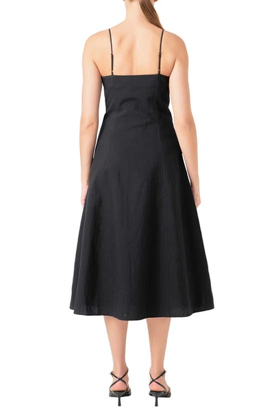 Shop Endless Rose Cotton & Linen Blend Midi Dress In Black