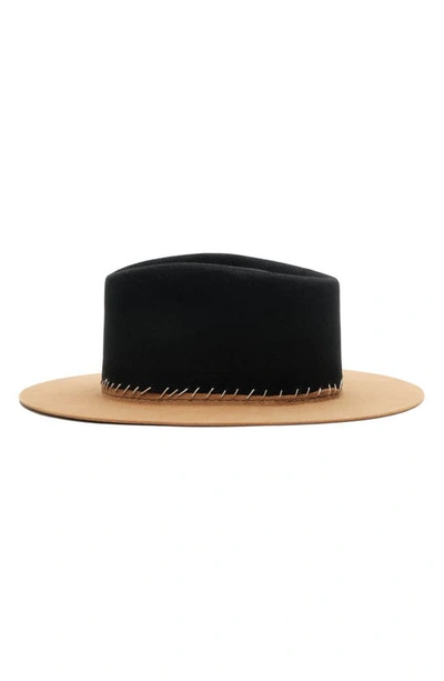 Shop Modern Monarchie Colorblock Wool Fedora In Black/ Camel