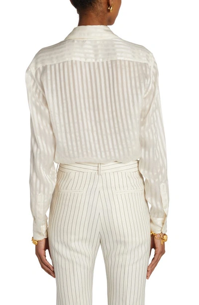 Shop Tom Ford Stripe Silk Button-up Shirt In Ecru