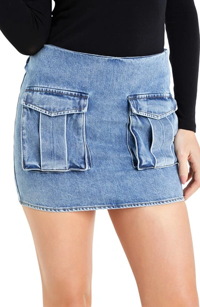 Shop Grey Lab Cargo Pocket Denim Miniskirt In Blue