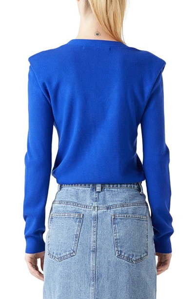 Grey Lab Padded Shoulder V-neck Cardigan In Royal Blue