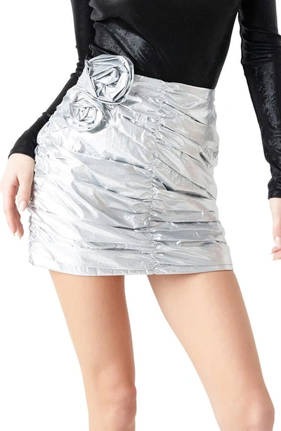 Grey Lab Women's Silver Shirring Mini Skirt In Silver