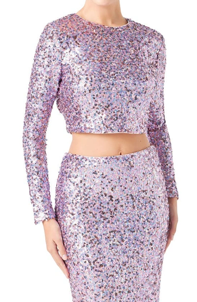 Shop Endless Rose Open Back Sequin Crop Top In Amethyst