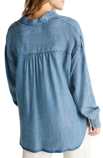 Shop Splendid Avril Lyocell Button-up Shirt In Indigo
