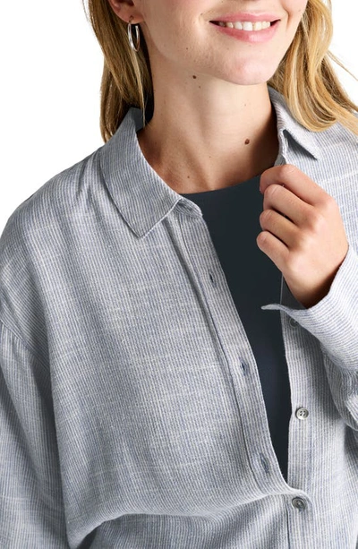 Shop Splendid Cheyenne Stripe Button-up Shirt In Dusty Blue Stripe