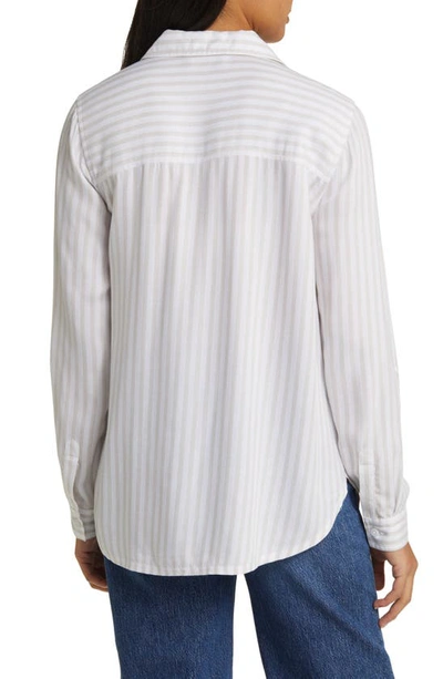 Shop Beachlunchlounge Farrah Stripe Button-up Shirt In Toasted Almond