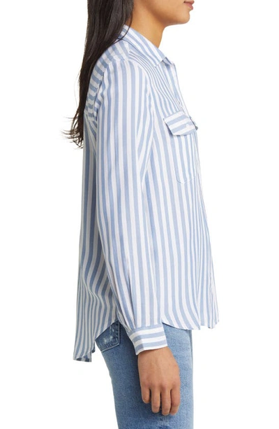 Shop Beachlunchlounge Finley Stripe Button-up Shirt In Slate Blue