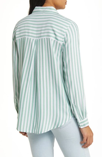 Shop Beachlunchlounge Finley Stripe Button-up Shirt In Sweet Pea