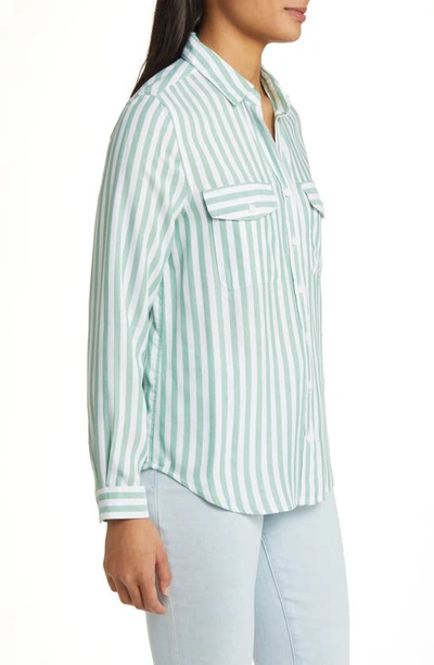 Shop Beachlunchlounge Finley Stripe Button-up Shirt In Sweet Pea