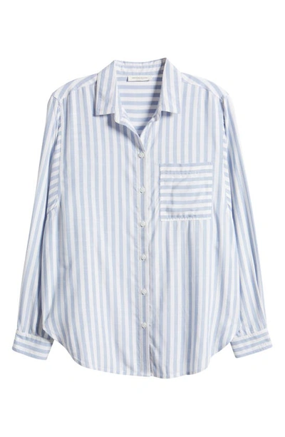 Shop Beachlunchlounge Maelyn Stripe Button-up Shirt In Mood Ring