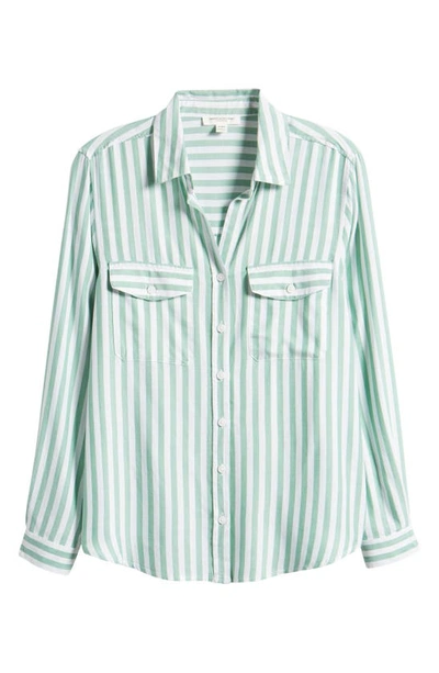 Shop Beachlunchlounge Finley Stripe Button-up Shirt In Sweet Pea