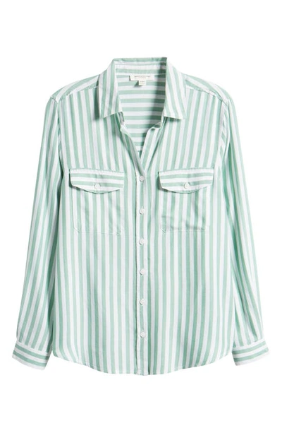 Beachlunchlounge Finley Stripe Button-up Shirt In Sweet Pea