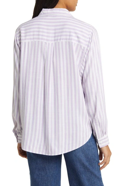 Shop Beachlunchlounge Maelyn Stripe Button-up Shirt In Mystic Violet