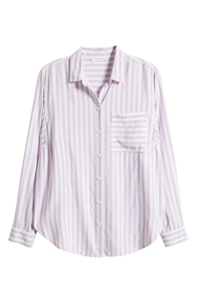 Shop Beachlunchlounge Maelyn Stripe Button-up Shirt In Mystic Violet