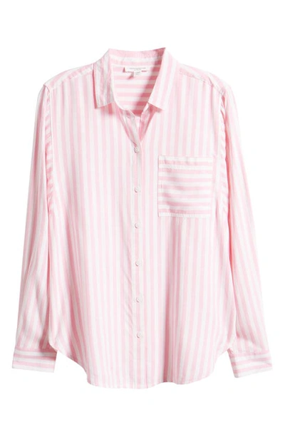 Shop Beachlunchlounge Maelyn Stripe Button-up Shirt In Bubble Bath