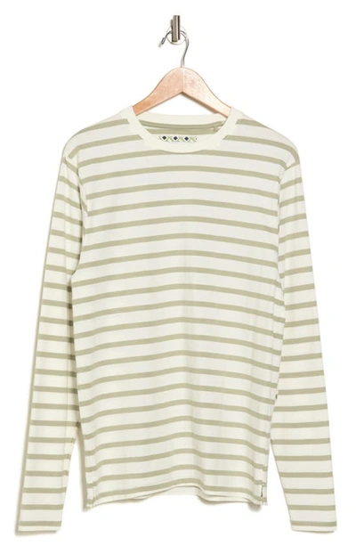 Shop Denim And Flower Sage Stripe Cotton T-shirt In Off White