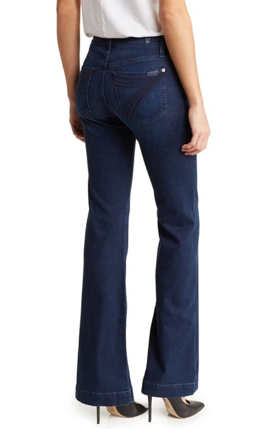 7 For All Mankind Frayed Faded Low-rise Bootcut Jeans In Blue Black Santiago