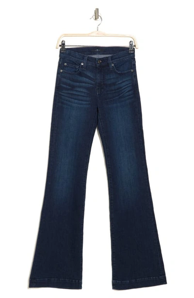 7 For All Mankind Frayed Faded Low-rise Bootcut Jeans In Blue Black Santiago
