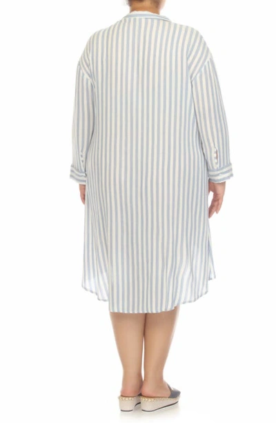 Boho Me Stripe Gauze Shirtdress In Chambray