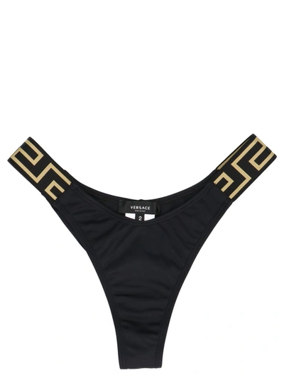 Shop Versace ‘greca' Bikini Bottoms In Black