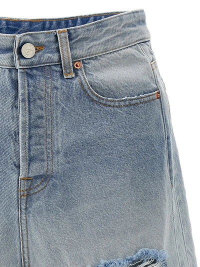Shop Vetements 'destroyed Baggy' Bermuda Shorts In Blue