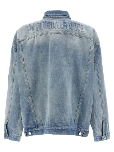 Shop Vetements 'logo' Jacket In Blue