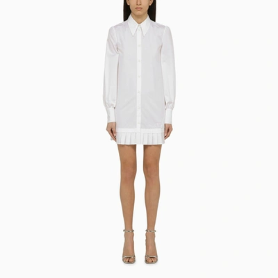 Shop Off-white White Cotton Pleated Shirt Dress
