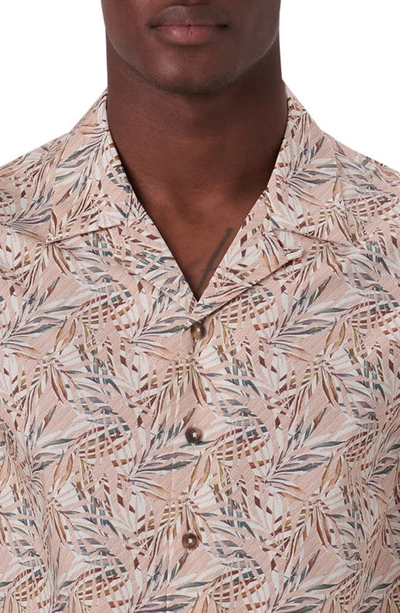 Bugatchi Shaped Fit Short Sleeve Button-up Camp Shirt In Mocha