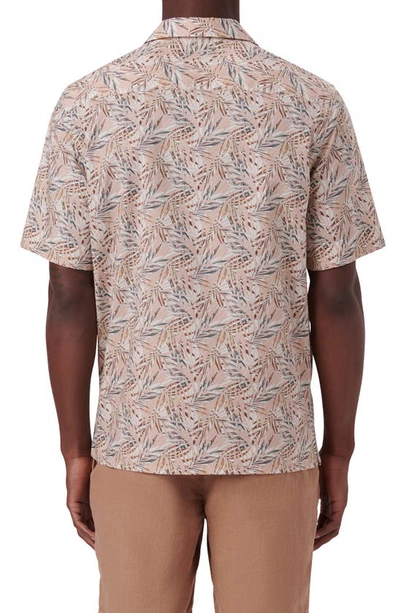 Shop Bugatchi Shaped Fit Short Sleeve Button-up Camp Shirt In Mocha