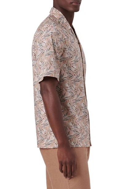 Bugatchi Shaped Fit Short Sleeve Button-up Camp Shirt In Mocha