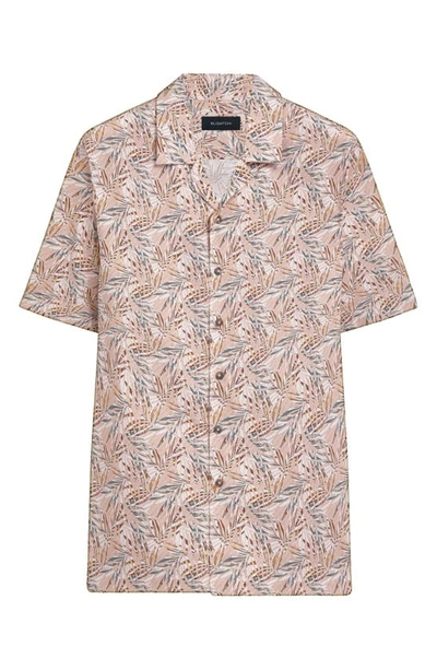 Shop Bugatchi Shaped Fit Short Sleeve Button-up Camp Shirt In Mocha