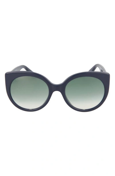 Shop Gucci 55mm Cat Eye Sunglasses In Blue Blue Grey