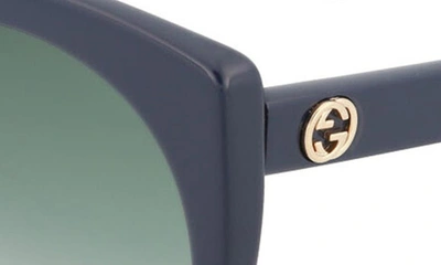 Shop Gucci 55mm Cat Eye Sunglasses In Blue Blue Grey
