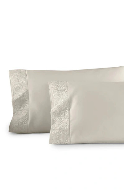 Shop Pure Parima Ariane Set Of 2 400 Thread Count Pillowcases In Linen