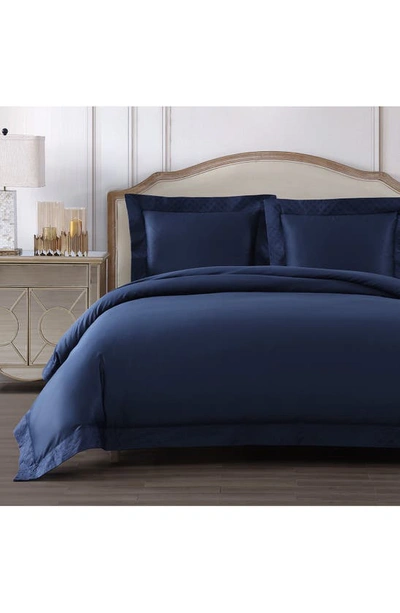 Shop Pure Parima Hira Embroidered 100% Cotton 400 Thread Count Duvet Cover Set In Midnight