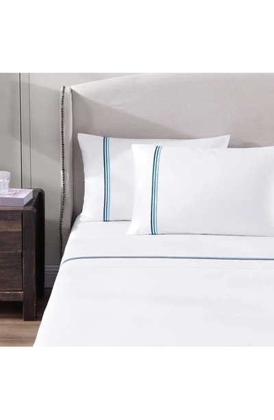 Shop Pure Parima 700 Thread Count 100% Certified Egyptian Cotton Sateen Bratta Embroidery Triple Luxe Sat In Teal