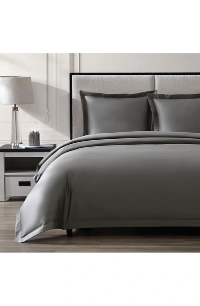 Shop Pure Parima 500 Thread Count 100% Certified Egyptian Cotton Sateen Ultra Sateen 3-piece Duvet Cover  In Charcoal