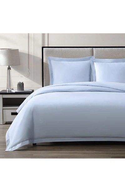 Shop Pure Parima Solid 400 Thread Count 100% Cotton Ultra Sateen Duvet Cover Set In Icy Blue