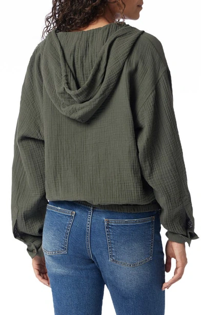 Shop Supplies By Union Bay Renata Double Face Gauze Button-up Hoodie In Fatigue Green