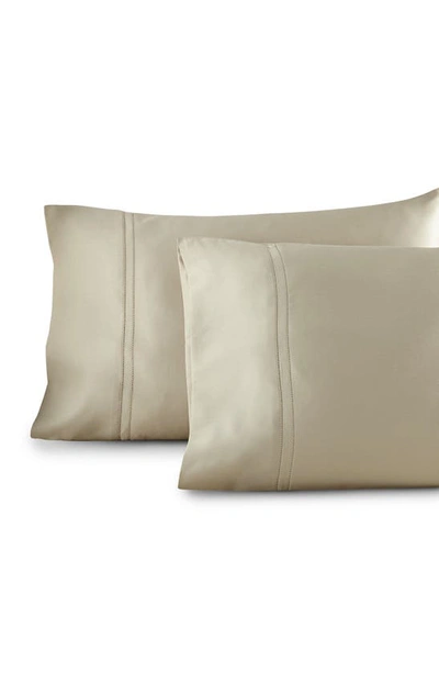 Shop Pure Parima Yalda Set Of 2 400 Thread Count Pillowcases In Tan