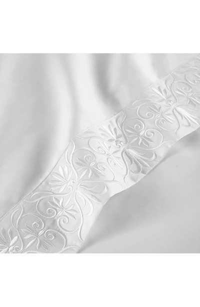 Shop Pure Parima 500 Thread Count 100% Certified Egyptian Cotton Sateen Embroidered Ariane Sheet Set In White