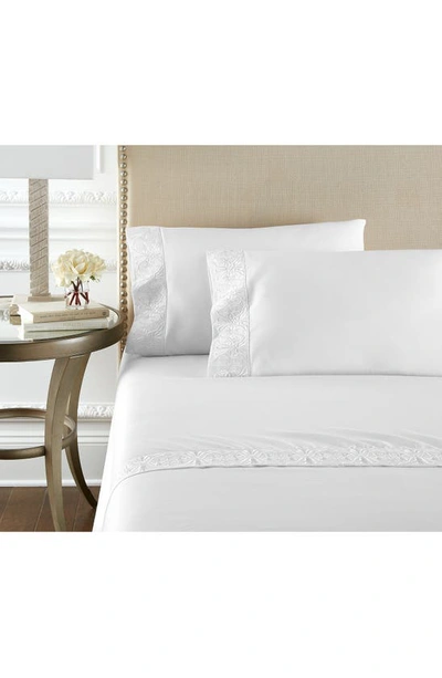 Shop Pure Parima 500 Thread Count 100% Certified Egyptian Cotton Sateen Embroidered Ariane Sheet Set In White